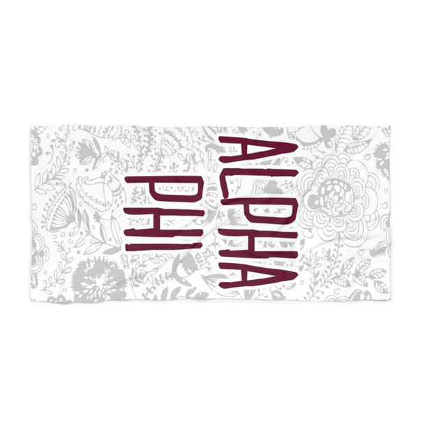 Alpha Phi Floral Beach Towel