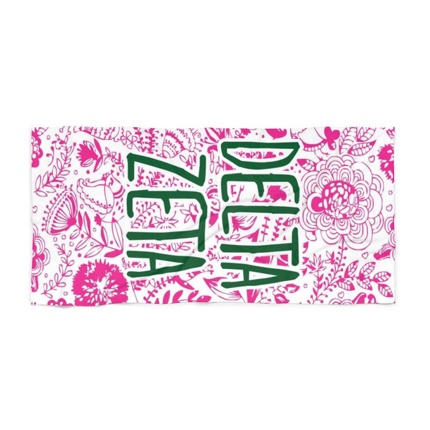 Printify Delta Zeta Floral Beach Towel 