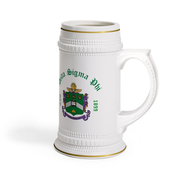 Printify Delta Sigma Phi Collectors Crest & Year Ceramic Stein Tankard 