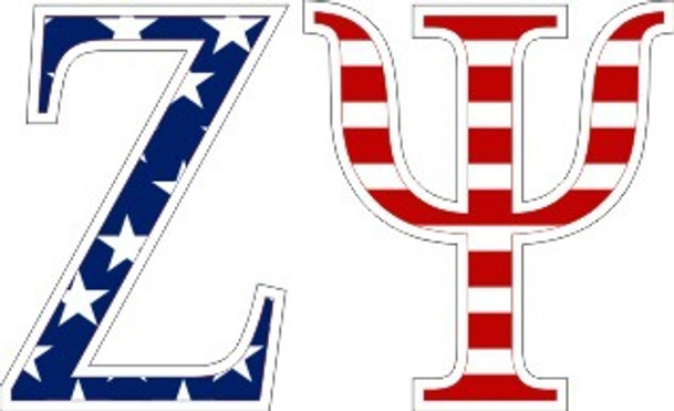 Zeta Psi American Flag Greek Letter Sticker - 2.5" Tall