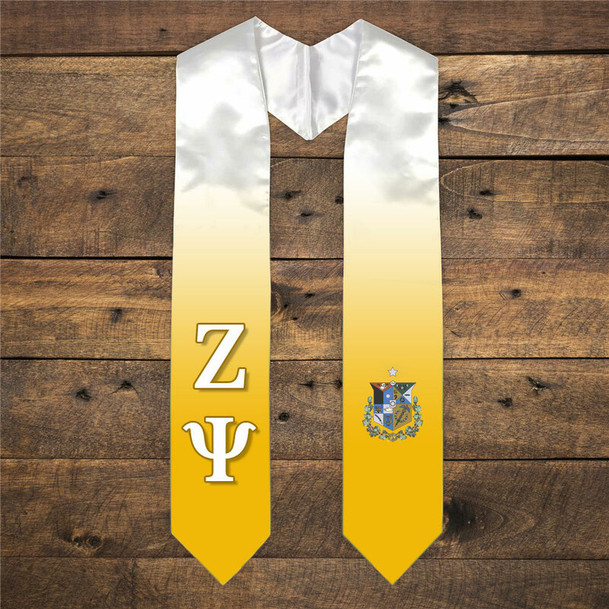 Zeta Psi Extra Fancy Simple Greek Graduation Stole W Crest