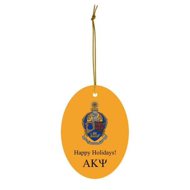 Alpha Kappa Psi Holiday Crest Oval Ornaments