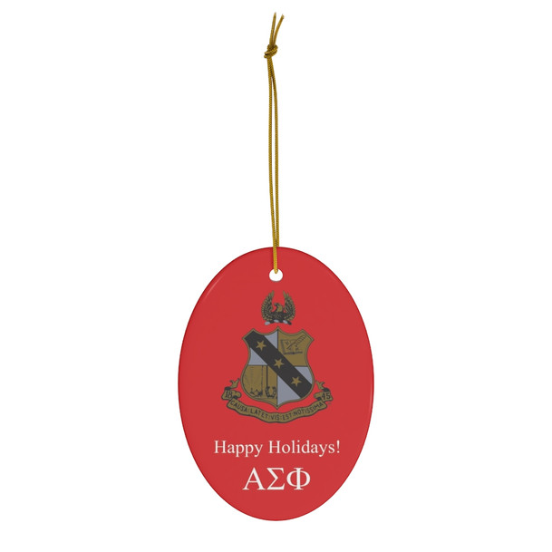 Alpha Sigma Phi Holiday Crest Oval Ornaments