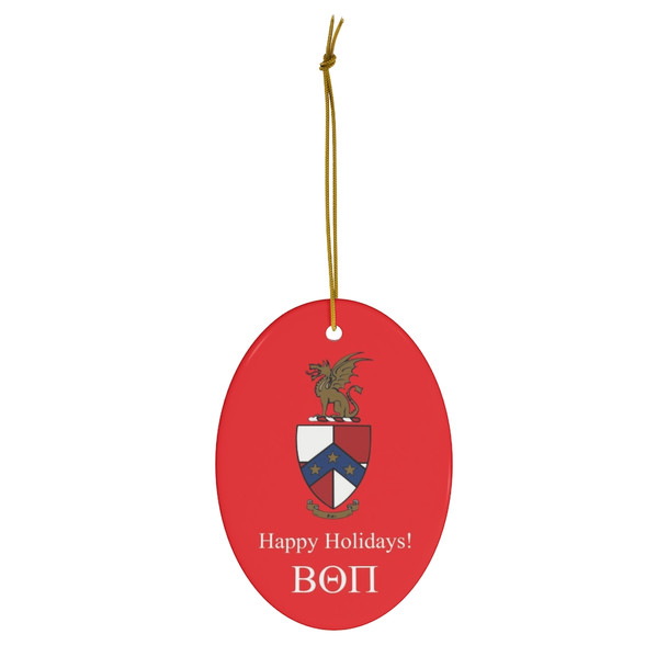 Beta Theta Pi Holiday Crest Oval Ornaments