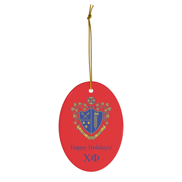 Chi Phi Holiday Crest Oval Ornaments