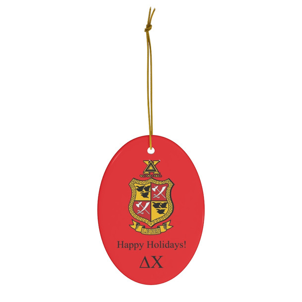 Delta Chi Holiday Crest Oval Ornaments