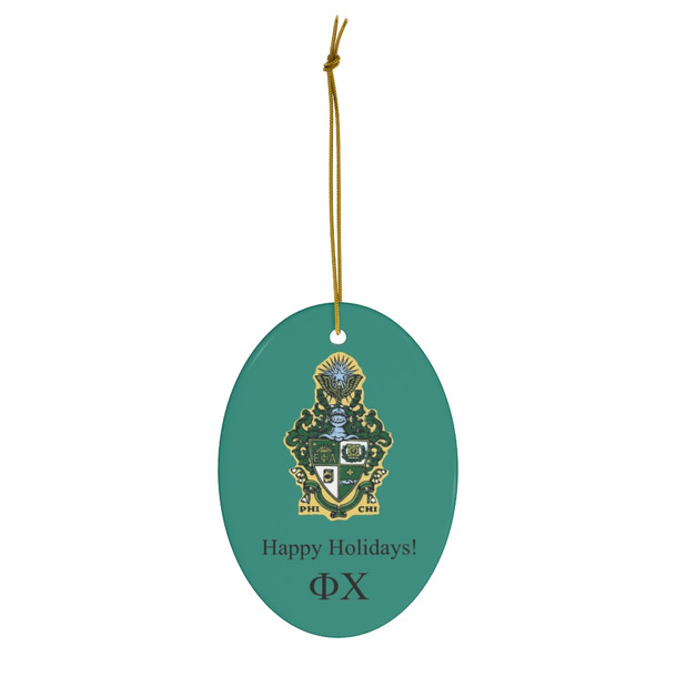 Phi Chi Holiday Crest Oval Ornaments