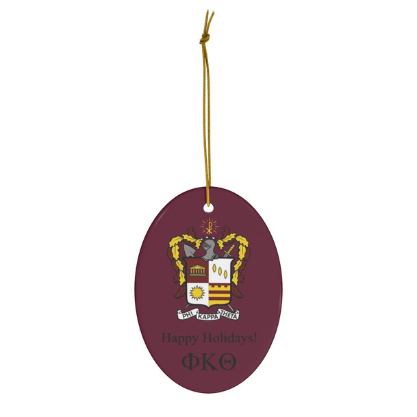 Phi Kappa Theta Holiday Crest Oval Ornaments