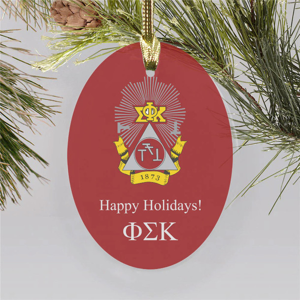 Phi Sigma Kappa Holiday Crest Oval Ornaments