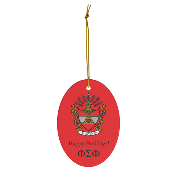 Phi Sigma Phi Holiday Crest Oval Ornaments