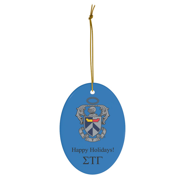 Sigma Tau Gamma Holiday Crest Oval Ornaments