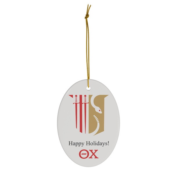 Theta Chi Holiday Crest Oval Ornaments