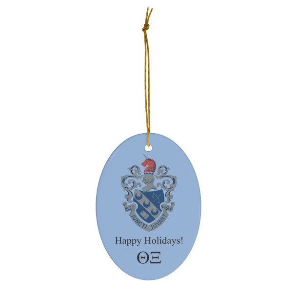 Theta Xi Holiday Crest Oval Ornaments