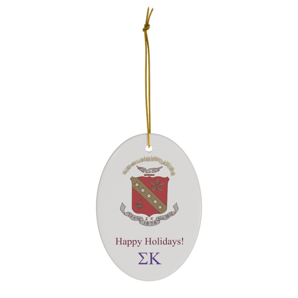 Sigma Kappa Holiday Crest Oval Ornaments