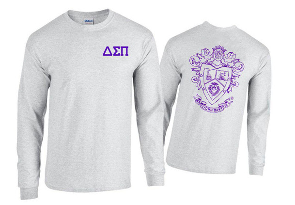 Printify Delta Sigma Pi World Famous Crest Long Sleeve T-Shirt 