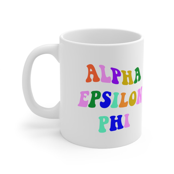 Alpha Epsilon Phi Sorority Rainbow Text Coffee Mug