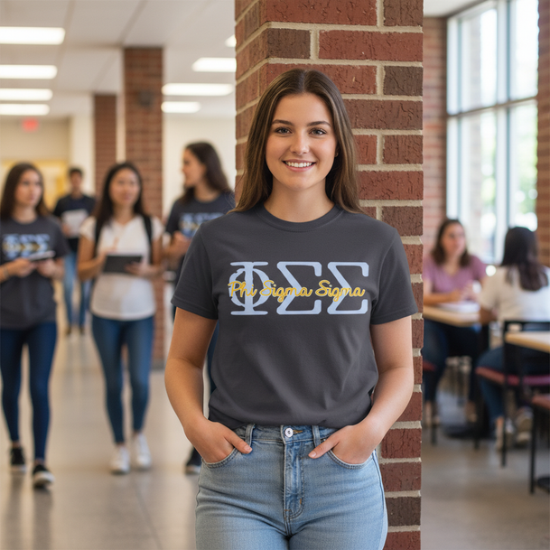 Phi Sigma Sigma Greek Type Cotton Tee