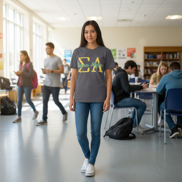Sigma Alpha Greek Type Cotton Tee