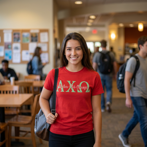 Alpha Chi Omega Greek Type Cotton Tee