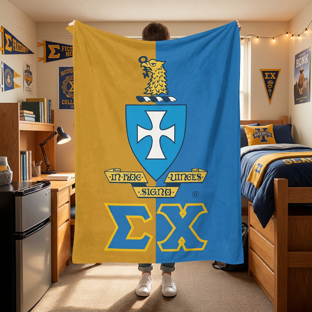 Sigma Chi Two Tone Sherpa Blanket