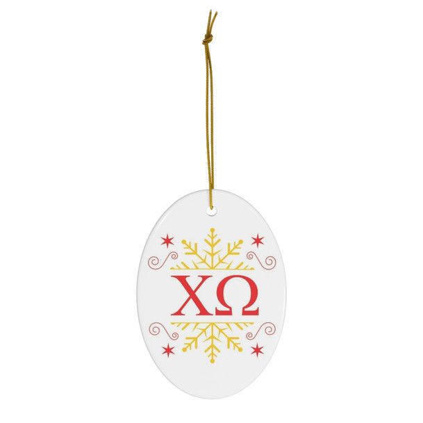 Chi Omega Holiday Color Snowflake Christmas Ornaments