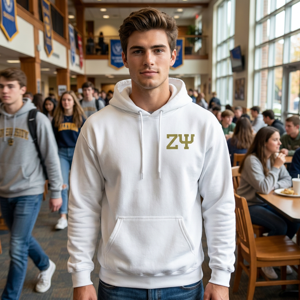 Zeta Psi World Famous Crest - Shield Hooded Sweatshirts