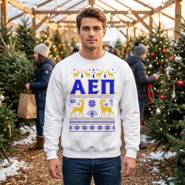 Alpha Epsilon Pi Ugly Christmas Sweater Crewneck Sweatshirts