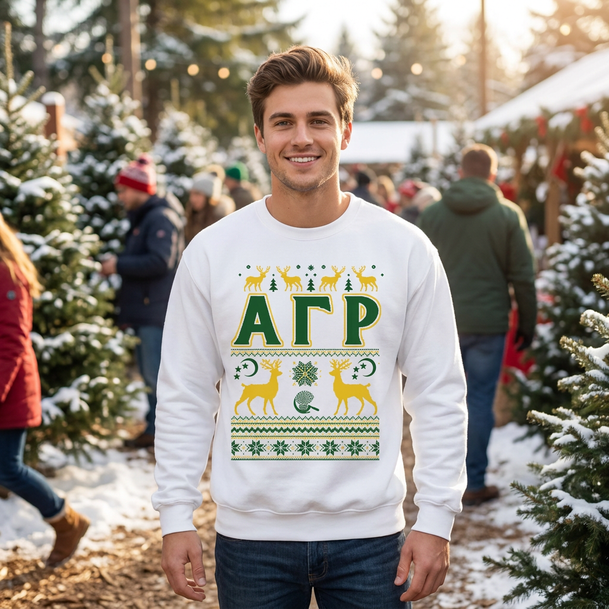 Alpha Gamma Rho Ugly Christmas Sweater Crewneck Sweatshirts
