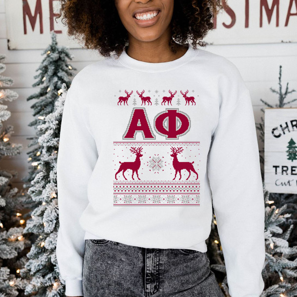 Alpha Phi Ugly Christmas Sweater Crewneck Sweatshirts