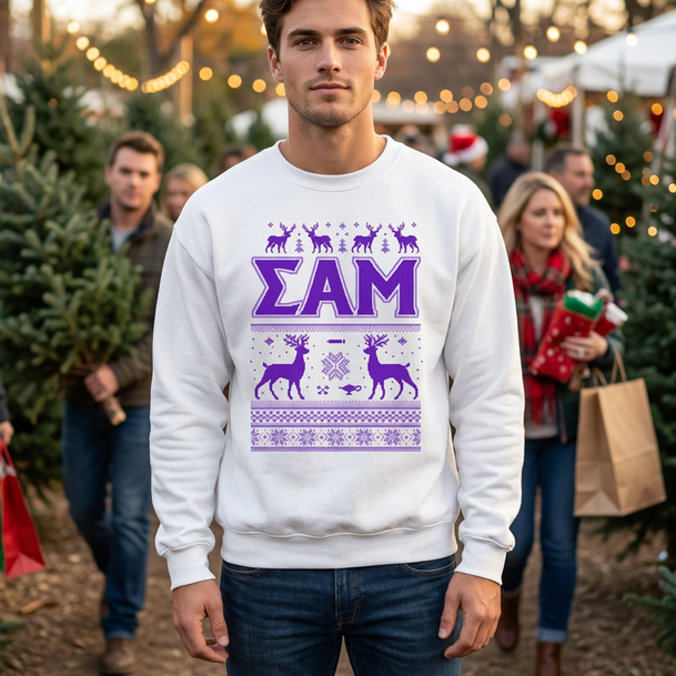 Sigma Alpha Mu Ugly Christmas Sweater Crewneck Sweatshirts