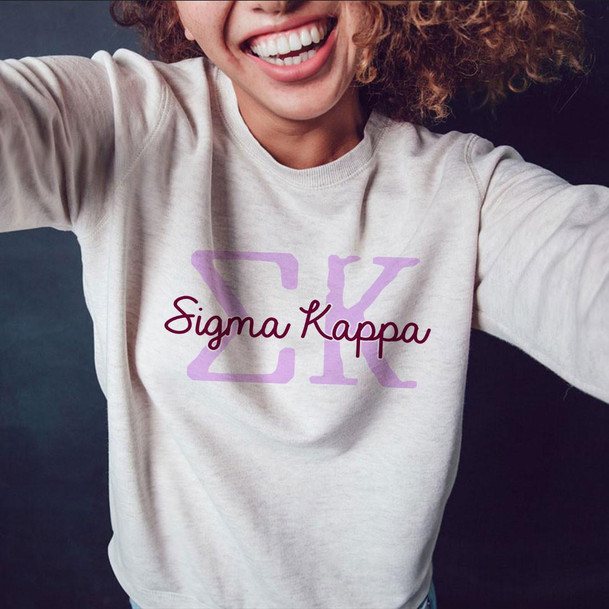 Printify Sigma Kappa Greek Type Crewneck Sweatshirts 