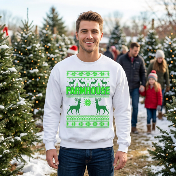 FarmHouse Fraternity Ugly Christmas Sweater Crewneck Sweatshirts