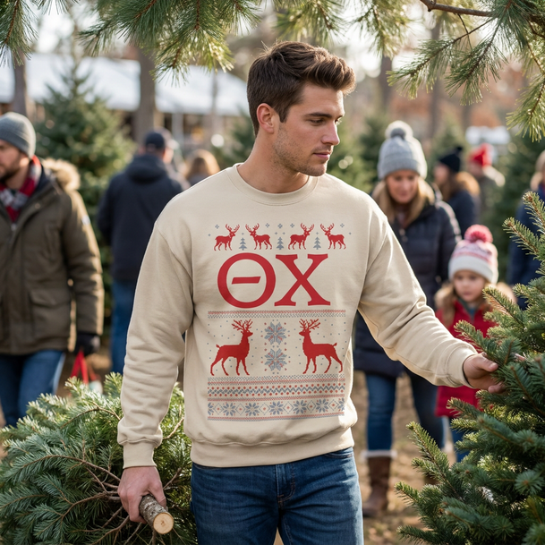 Theta Chi Ugly Christmas Sweater Crewneck Sweatshirts