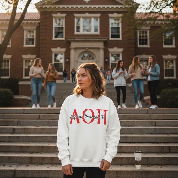Alpha Omicron Pi Greek Type Crewneck Sweatshirts