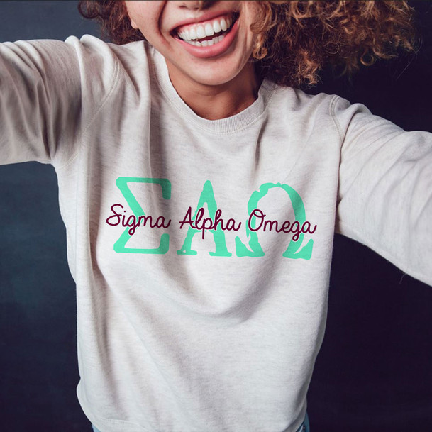 Sigma Alpha Omega Greek Type Crewneck Sweatshirts