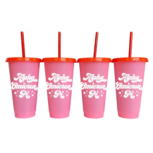 Sorority Shop Alpha Omicron Pi Glitter Color Changing Cup 4-Pack 