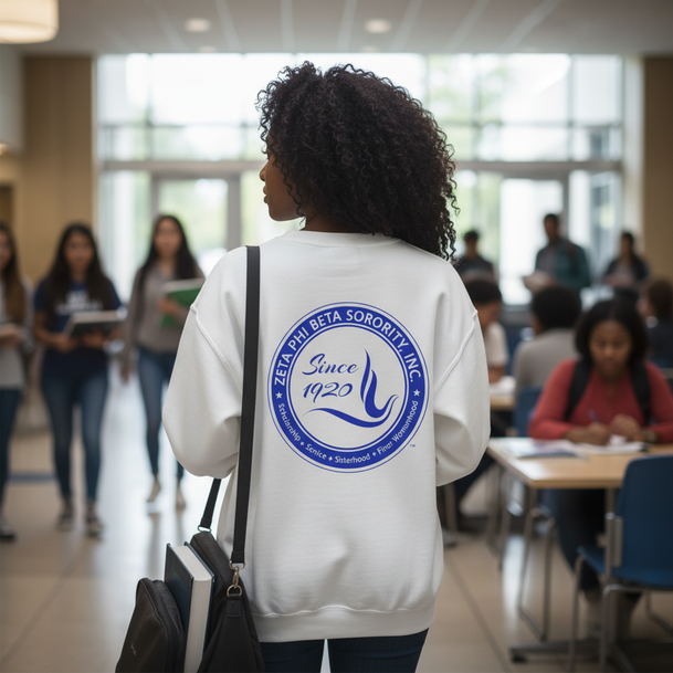 Zeta Phi Beta World Famous Crest - Shield Crewneck Sweatshirts