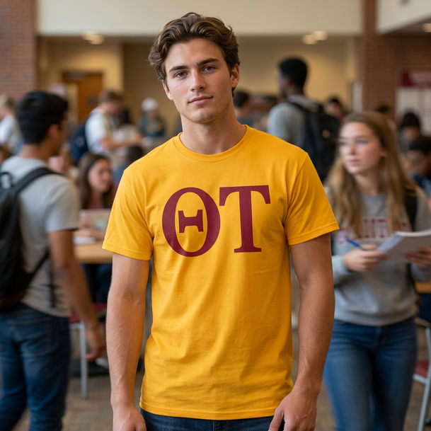 THETA TAU LETTERED TEE - $24.95