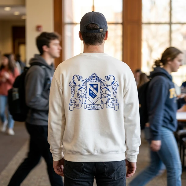 Phi Lambda Chi World Famous Crest - Shield Crewneck Sweatshirts