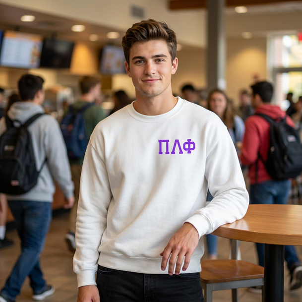 Pi Lambda Phi World Famous Crest - Shield Crewneck Sweatshirts