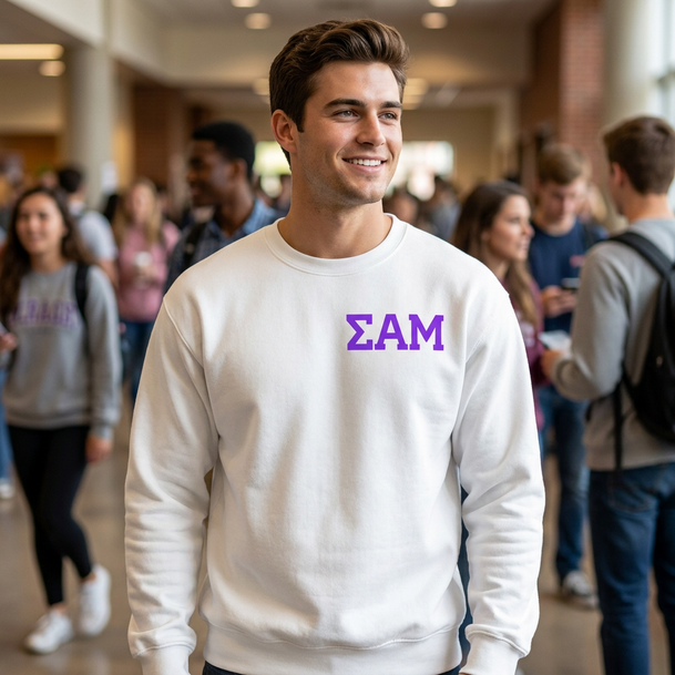 Sigma Alpha Mu World Famous Crest - Shield Crewneck Sweatshirts