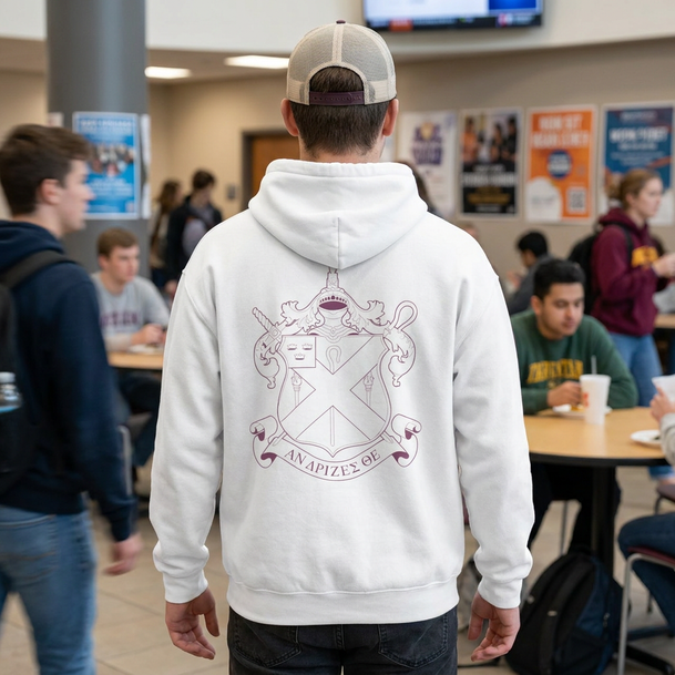 Alpha Chi Rho World Famous Crest - Shield Hooded Sweatshirt