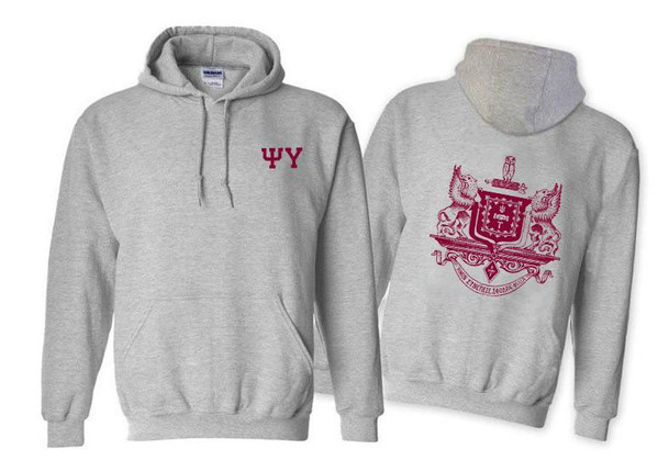 Printify Psi Upsilon World Famous Crest - Shield Hooded Sweatshirts 