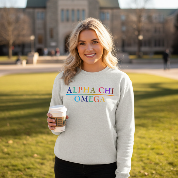 Alpha Chi Omega Colors Upon Colors Crewneck Sweatshirt