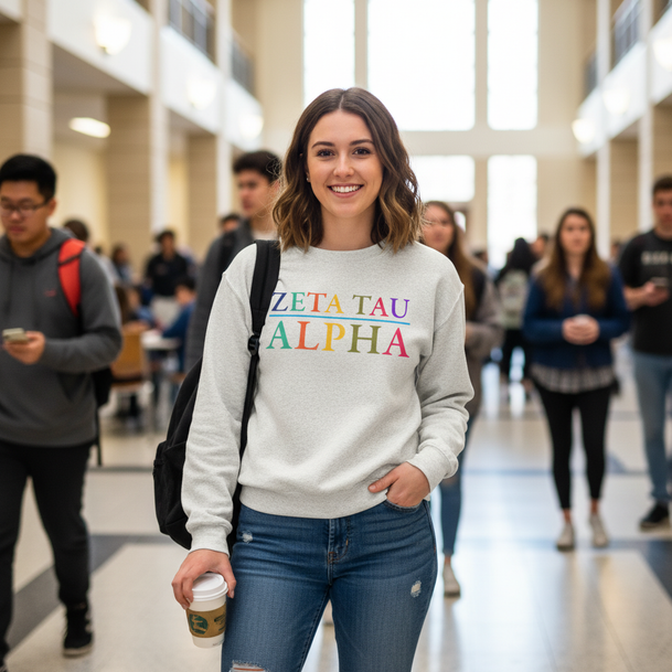 Zeta Tau Alpha Colors Upon Colors Crewneck Sweatshirt
