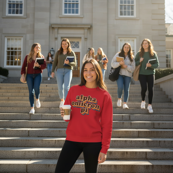 Alpha Omicron Pi Retro Maya Crewneck Sweatshirts