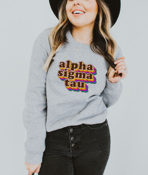 Alpha Sigma Tau Retro Maya Crewneck Sweatshirts