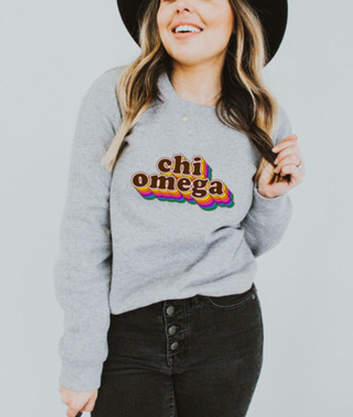 Chi Omega Retro Maya Crewneck Sweatshirts