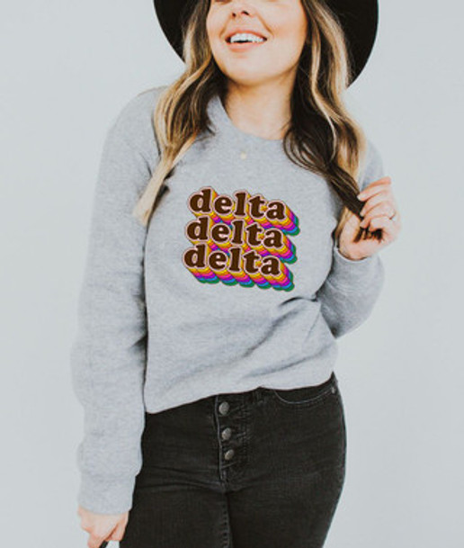 Delta Delta Delta Retro Maya Crewneck Sweatshirts