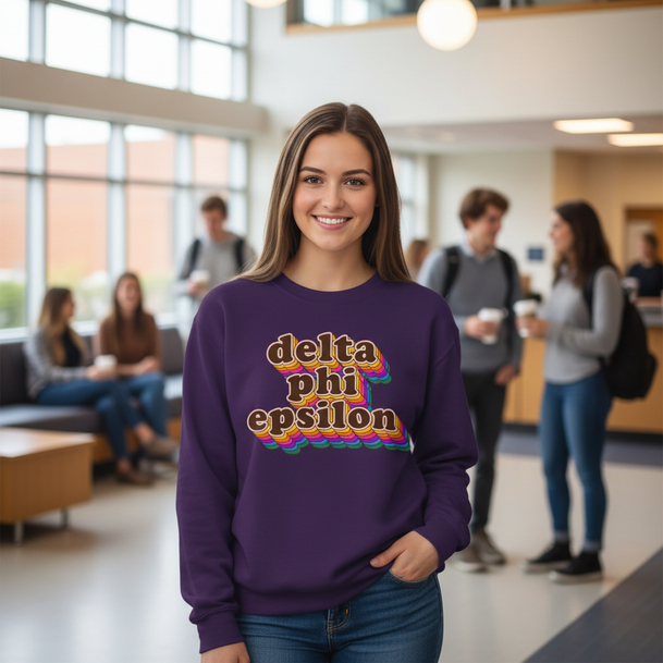 Delta Phi Epsilon Retro Maya Crewneck Sweatshirts